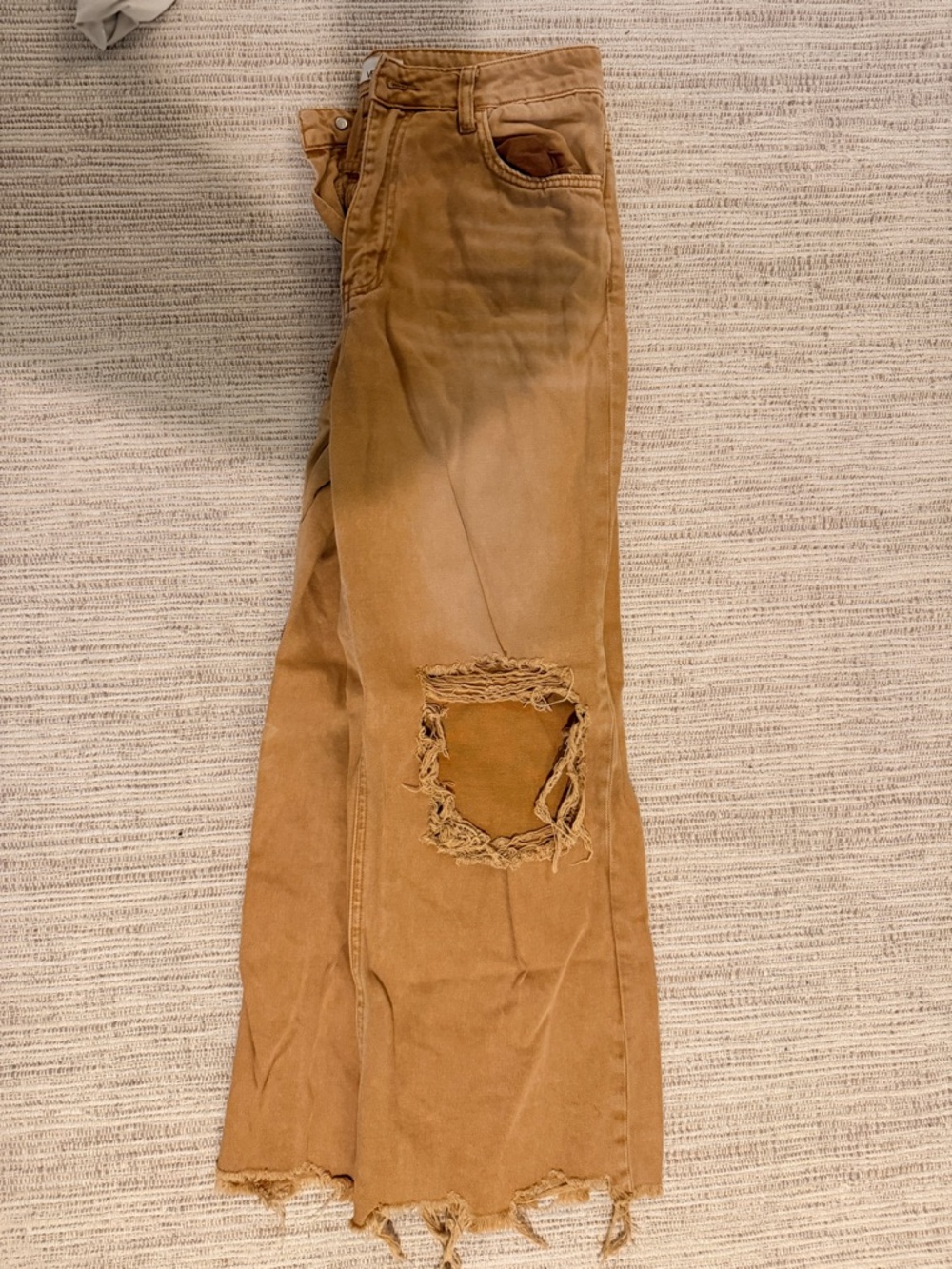Women’s Distressed Wide-Leg Jeans in Caramel